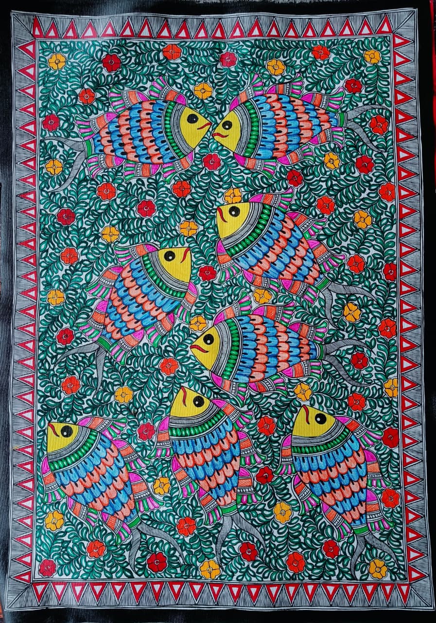 Madhubani Fish Painting – Traditional Mithila Art for Home Decor
